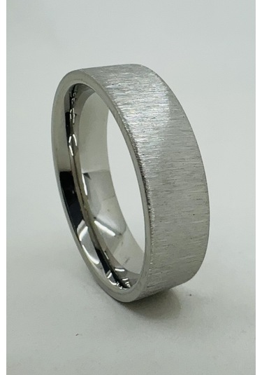 6mm Fırçalanmış Mat Düz Kadın Erkek Çelik Alyans Yüzük Cl46 Beyaz