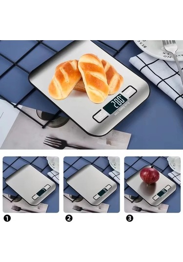 Wondernest Terazisi Paslanmaz Mutfak Lcd Ekranlı Dijital Çelik 5kg/1g Gümüş