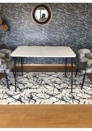 Yirmi15 Metal Siyah Ayaklı 70x110 Cm White Eclipse Çalışma Masası- Beyaz Masa