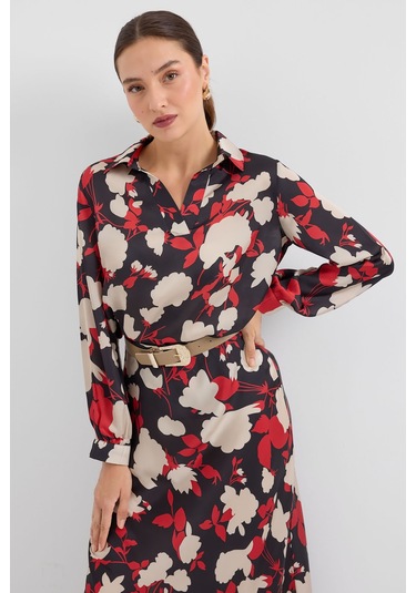 Bigdart 8018 Desenli Saten İkili Takım - Bej 001