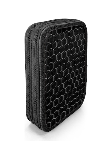 Coral High Kids Futbol Desenli Çift Katlı Kalem Çanta 11153 Siyah - Gri