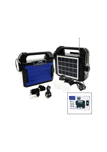 3ın1 - Solar 2in1 El Feneri - Radyo - Mp3 Bluetooth - Usb/ Tf Port - 2 Parça Ampul Kablolu - Power Çok Renkli