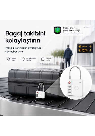 Hbb-k Hi Kilit Apple Android Uyumlu Akıllı Valiz Kilidi Beyaz