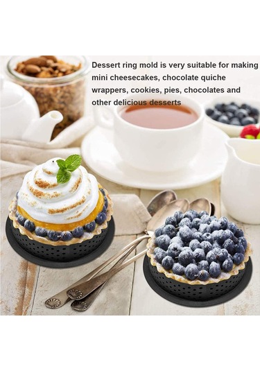 10 Adet Delikli Tart Halkası, Delikli Mus Kek Yuvarlak Kalıp Pişirme Aletleri, Delikli Yeniden Kullanılabilir Yuvarlak Plastik Pişirme Aksesuarları - Siyah Diğer