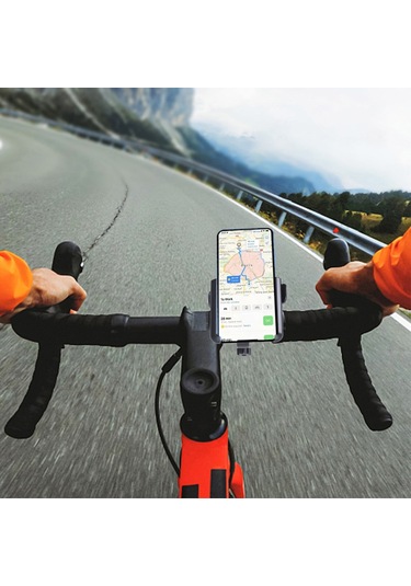 Odier Motosiklet - Bisiklet Telefon Tutucu 360 Derece Döndürme Telefon Siyah