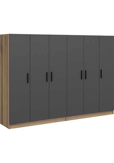 Minar Kale 6 Kapaklı 4 Ç Dolap Dore Antrasit 210cm