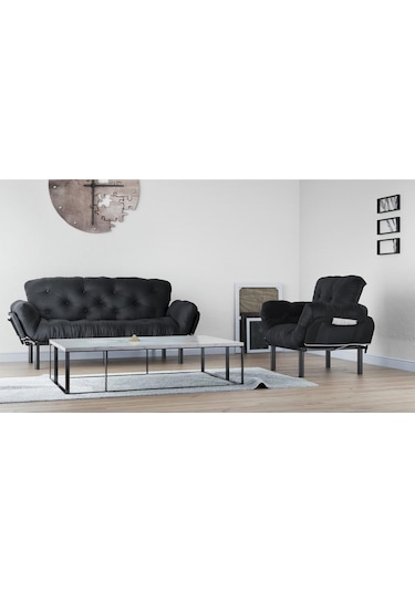 Pafu Nitta Koltuk Takımı 3+1 Siyah