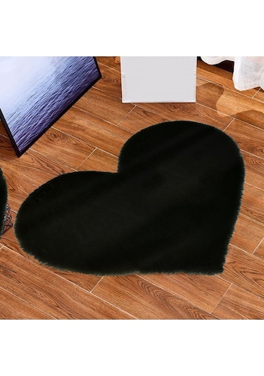 Sarar Post Peluş Kalpli Halı Siyah