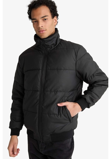 Defacto Su İtici Regular Fit Gömlek Yaka Astarlı Fermuarlı İç Cepli Kürk Yakalı Suni Deri Mont C5857ax25wnbk27 Siyah-bk27