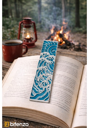 Mavi Dalgalar Desenli Kitap Ayracı