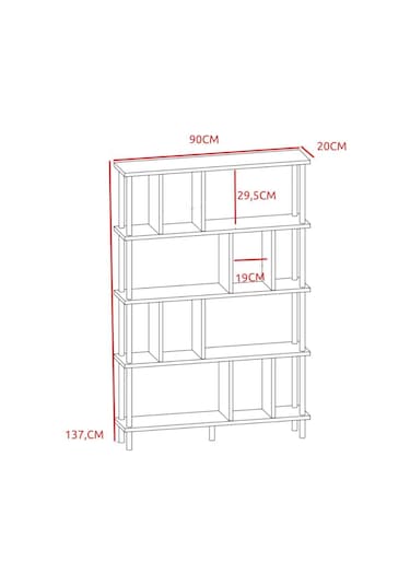 5 Raflı Modern Dekoratif Kitaplık Klasörlük Mutfak Rafı Çok Amaçlı Düzenleyici Raf-safir Meşe Safir Meşe