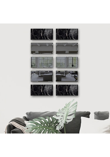 Dekor Camı | Granit Desenli Cam ve Füme Ayna | 10'lu Takım