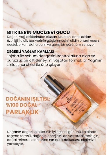 Bade Natural Rose Bitkisel Skualan İçerikli Çok Amaçlı Nemlendirici﻿﻿ Işıltılı Yağ 50 ML