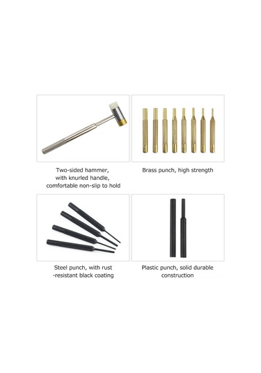 Yifomall 15 Parça Çelik Ve Pirinç Zımba Seti - Saat & Takı Tamiri İçin Çift Taraflı Çekiçli Profesyonel Takım