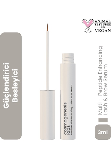 Cosmogenesis Labs Kaş Kirpik Güçlendirici Serum 3ml – Su Bazlı Besleyici Dolgunlaştırıcı Vegan (%1 Biotin- %1 Peptit)