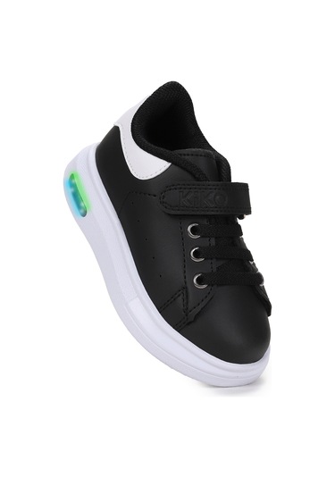 Kiko Kids Tinsa Günlük Cırtlı Işıklı Kız Bebek Spor Ayakkabı Siyah - Beyaz Siyah - Beyaz
