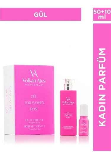 Volkan Ates Natural & Beauty Gül Parfüm & Esans Set 50 Ml + 10 Ml