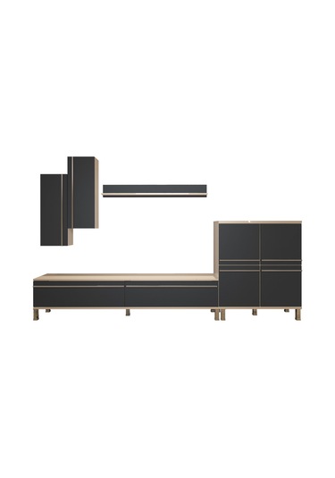 Decoraktiv Eko 6 Mdf Std Krom Ayaklı Tv Ünitesi Tv Sehpası Beyaz - Antrasit