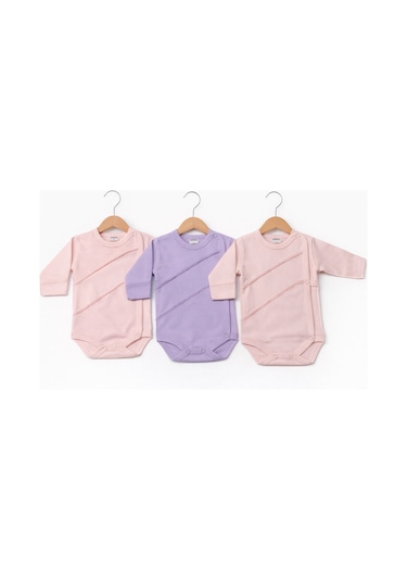 Kardeşler Baby 3'lü Kendinden Eldivenli Çıtçıtlı Body Pembe