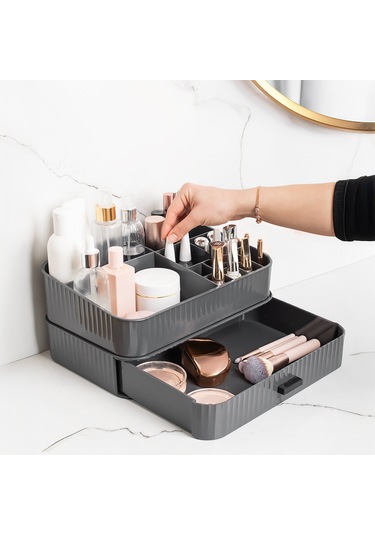 Porsima 0619 Çekmeceli Takı Organizeri Makyaj Düzenleyici Kutu Antrasit
