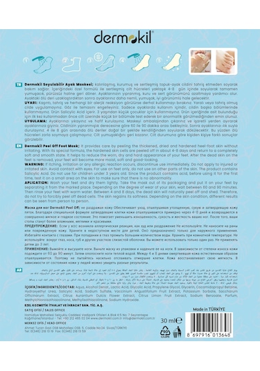 Dermokil Peeling Etkili Çorap Tipi Soyulabilir Ayak Maskesi 30 Ml X 3 Adet