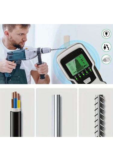 Chuangyinshop Sh501 5i1 Duvar Çıtası Dedektörü Lcd Ekranlı Metal Ahşap Kablolama Boru Dedektörü