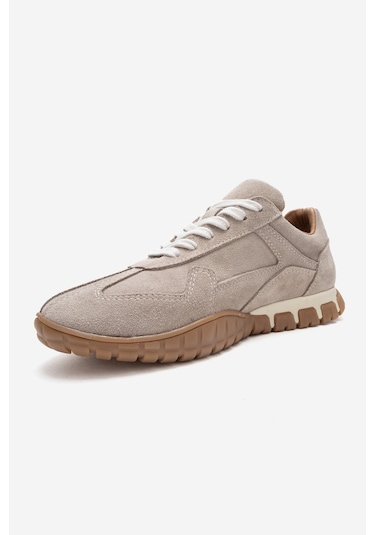 Lars Bej Süet Hakiki Deri Kadın Günlük Sneaker Bej