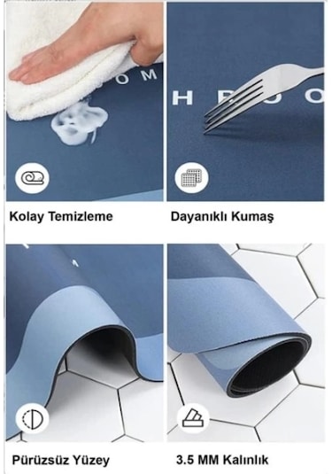 Süper Su Emici Kaymaz Tabanlı Banyo Paspası 40x60 Cm