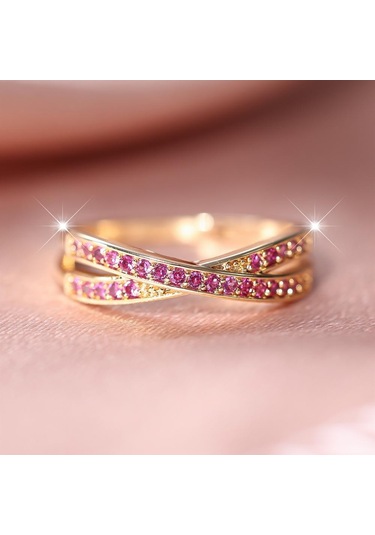 Altın&beyaz Basit Gümüş Renk X Şekli Çapraz Parmak Yüzük Kadınlar İçin Göz Kamaştırıcı Kübik Zirkonya Basit Şık Kadın Yüzükler 13 Çok Renkli