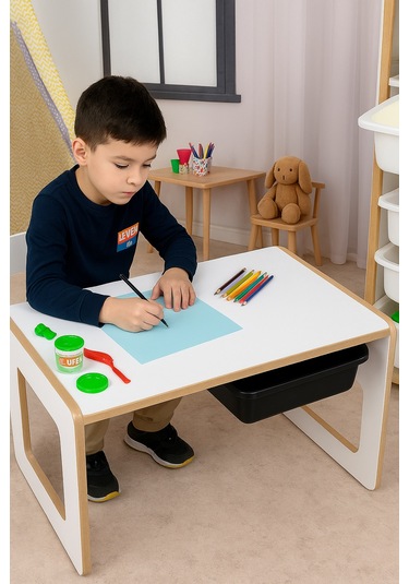 Çocuk Oyun, Aktivite Ve Etkinlik Masası, Beyaz-siyah,18mm 1.sınıf Beyaz  -  Siyah