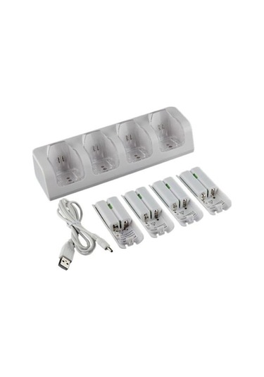 4 Adet 2800mah Şarj Edilebilir Pil Ve Wii Uzaktan Kumanda Anahtarı Aksesuarı İçin Wii Pil Şarj İstasyonu Beyaz Beyaz