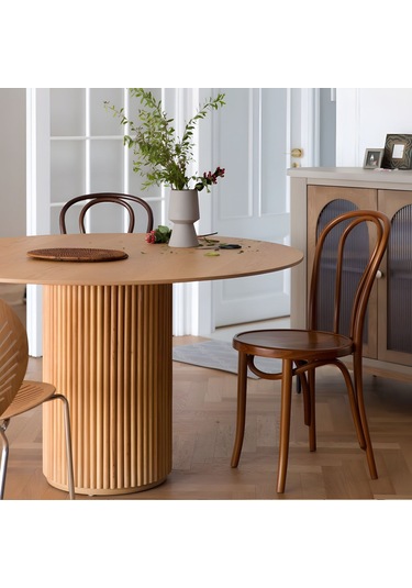 Breeze Yuvarlak Ahşap Bohem Masa 100x100 Naturel