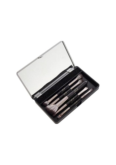 Aynalı, Burun Fırçası, Göz Farı Fırçası, Kapatıcı Fırçası, Allık Fırçası Ve Güzellik Aletlerinden Oluşan 5 Parçalı Makyaj Fırçası Seti