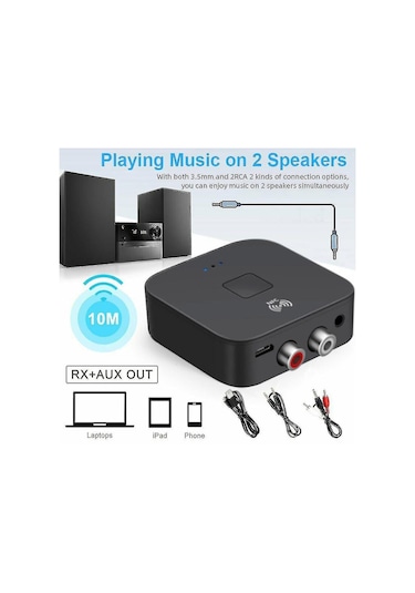 Bluetooth 5.0 Rca Ses Alıcısı Aptx 3.5mm Aux Jakı Müzik Nfc Özellikli Kablosuz Bluetooth Adaptörü Araba Tv Bilgisayar Hoparlörü