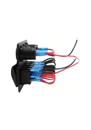 Xuweiwei 12-24v 5 Gruplu Yeşil Deniz Rocker Anahtar Paneli Çift Usb 42a Led Voltaj Ölçer Araç Fişi Araba Karavan Tekne Atv Utv Kamyon