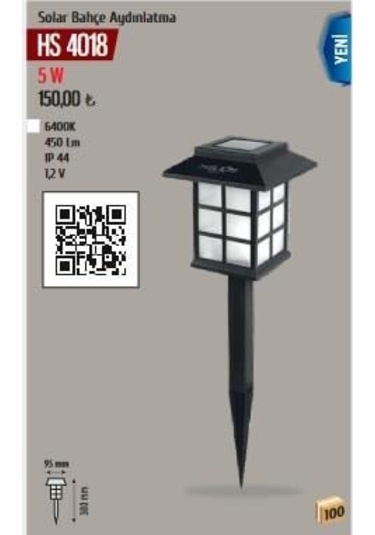 Helios 5w Beyaz Solar Bahçe Aydınlatma Hs-4018