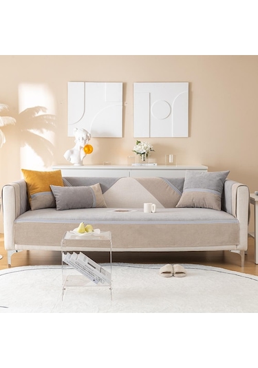 Gri Su Geçirmez Kanepe Kapakları Kaymaz Kanepe Minderi Oturma Odası Ev Dekor İçin Evrensel Kanepe Kapakları 70x70cm s