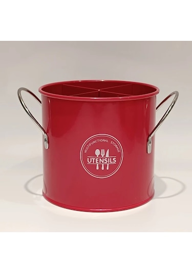 Userfriendly11 Kırmızı Kareli Bıçak Çatal Kovası Paslanmaz Çelik Mutfak Aracı Tutucu Dayanıklı Tezgah Saklama Kırmızı Kareli Bıçak Ve Çatal Kovası