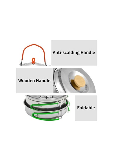 Createtech Uyumlu Tüm Tencereler İçin Skycıty Taşınabilir Set Paslanmaz Çelik Ocak Kampçılar İçin Hafif Gümüş 12 & Kh Gümüş