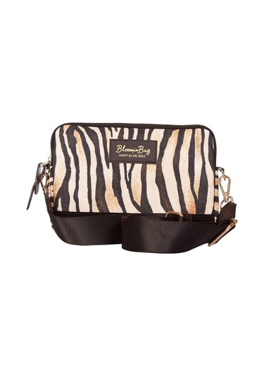 Bloominbag Stripy Tricky Çapraz Askılı Çanta Kahverengi - Siyah