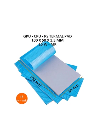 15 W/m-k Yüksek Performanslı Termal İletken Ped 100x50x1.5 Mm