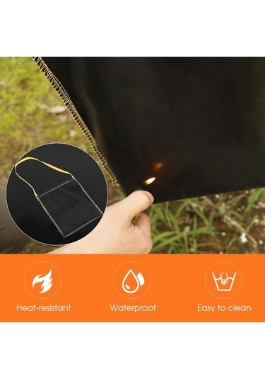 Besthome1 Geniş Kapasiteli Yangın Engelleme Çanta, Mangal Kömürü & Kamp Malzemeleri İçin Dayanıklı Siyah