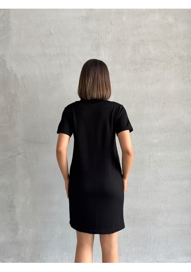 Kadın Polo Yaka Soft Touch Elbise Siyah