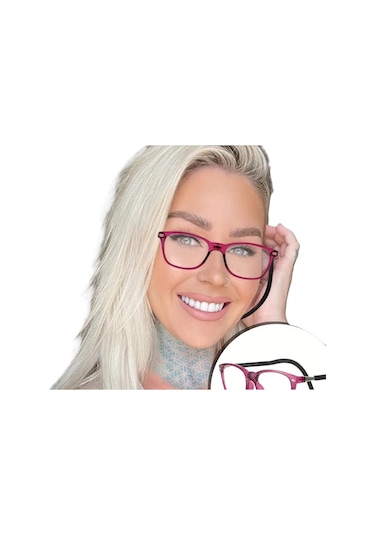 Mıknatıslı Manyetik Boyun Kordonlu Mavi Işık Korumalı Ekran Yakın Okuma Gözlüğü Pembe