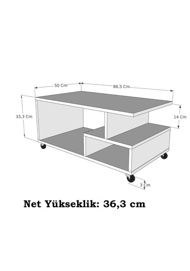 Reyo Home Enda Sultan Tekerli Orta Sehpa 86,5x50 Cm Atlantik Çam