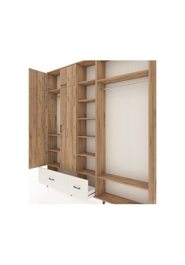 Arges Dolap 12 Raflı 2 Çekmeceli 2 Askılı 220x30x243 Çam-çam/aytaşı Atlas Çam/aytası