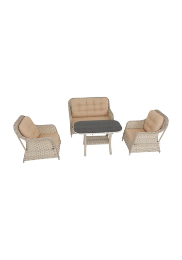 Force Rattan Bahçe Oturma Grubu 861 Rehome Krem