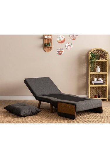 Pafu Cosmo Tekli Katlanır Yataklı Koltuk - Keten Koyu Gri Koyu Gri
