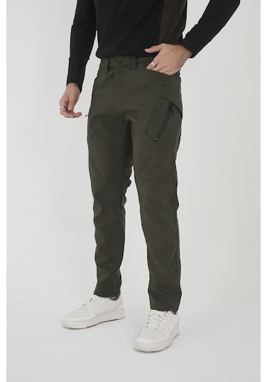 Camp Scoutland Camp594 Outdoor Softshell Su Ve Rüzgara Dayanıklı içi Polarlı Kışlık Erkek Haki Taktik Pantolon Haki