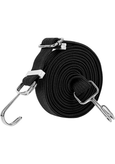 Homyl Ağır Hizmet Tipi Elastik Bungee Cord Kancalı Siyah-2m Siyah 2m Siyah
